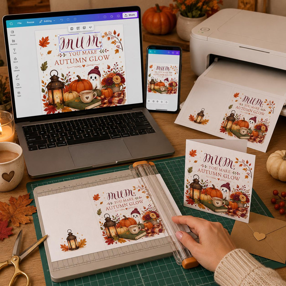 Pumpkin Halloween Greeting Card for Mum — print-ready Halloween party design from VoltBy