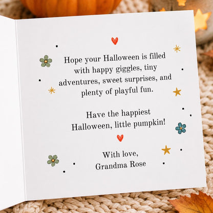 Pumpkin Kids Halloween Greeting Card — print-ready Halloween party design from VoltBy