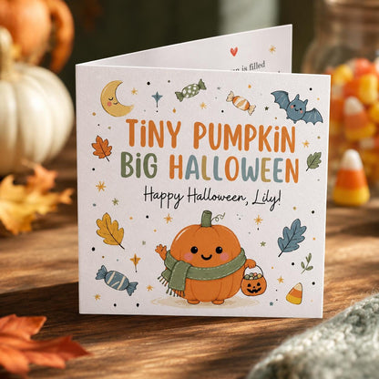 Pumpkin Kids Halloween Greeting Card — Halloween party stationery by VoltBy