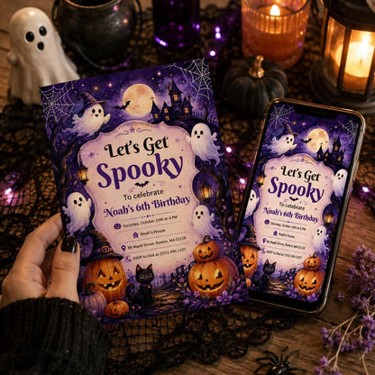 Pumpkin Spooky Birthday Invitation — ghost design