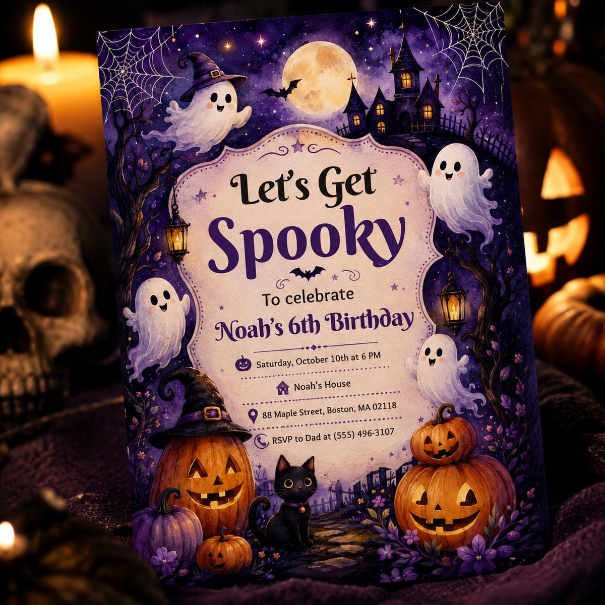 Pumpkin Spooky Birthday Invitation — invitation you personalize in Canva