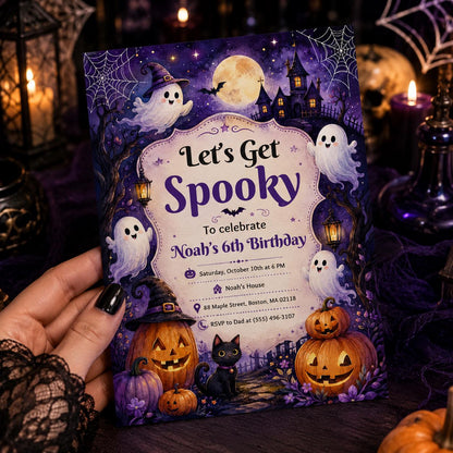 Pumpkin Spooky Birthday Invitation — print-ready birthday party design from VoltBy