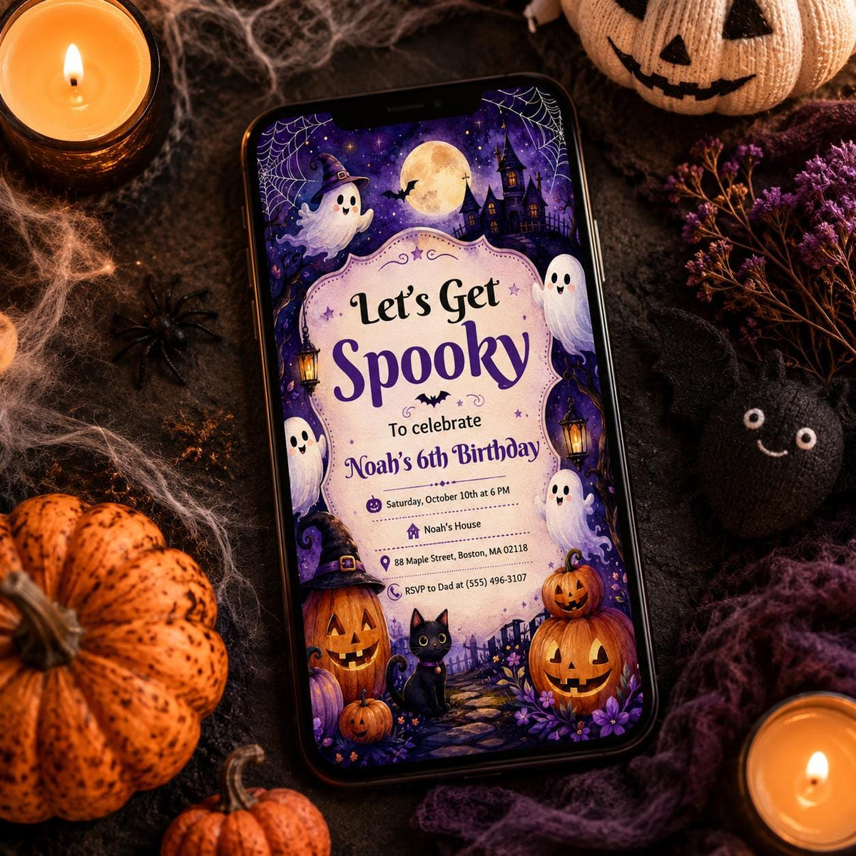Pumpkin Spooky Birthday Invitation — digital invitation, instant download