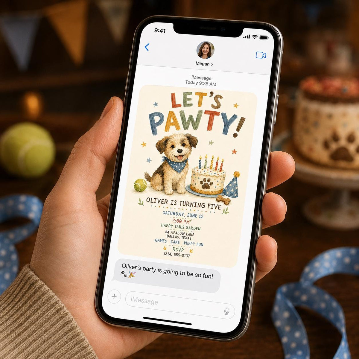 Puppy 5th Birthday Invitation — print-ready 5th birthday party design from VoltBy