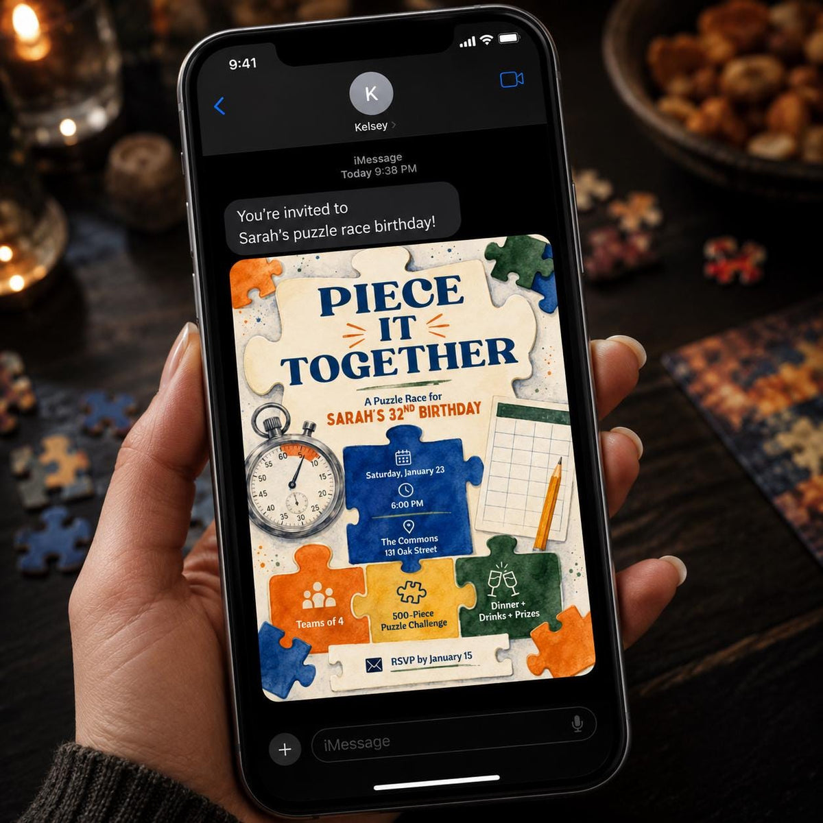 Puzzle Race 32nd Birthday Invitation — invitation you personalize in Canva