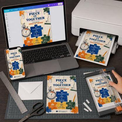 Puzzle Race 32nd Birthday Invitation — digital invitation, instant download