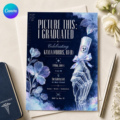 Radiology Graduation Invitation — editable Canva template