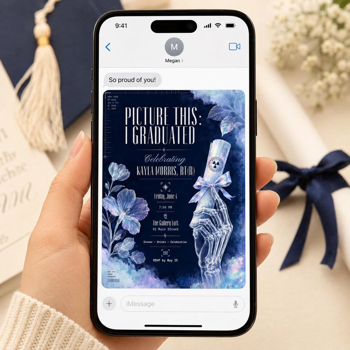 Radiology Graduation Invitation — invitation you personalize in Canva