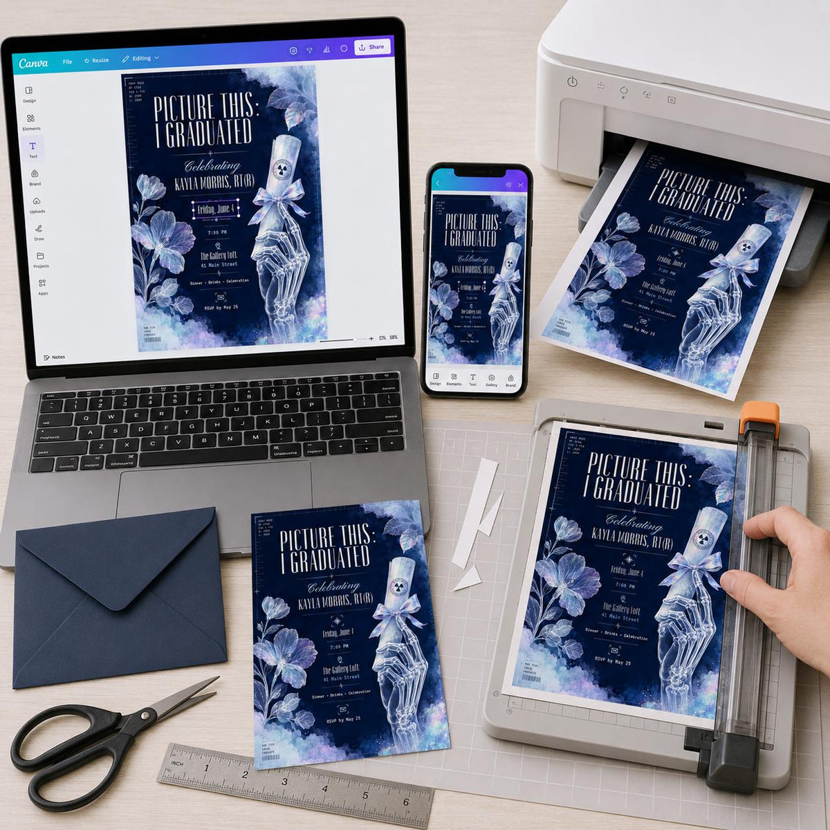 Radiology Graduation Invitation — digital invitation, instant download