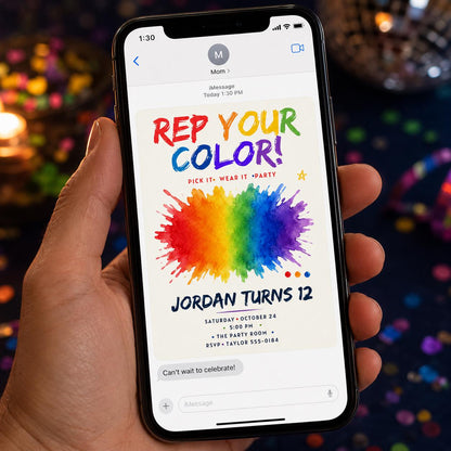 Rainbow 12th Birthday Invitation — invitation you personalize in Canva