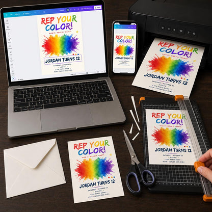 Rainbow 12th Birthday Invitation — digital invitation, instant download