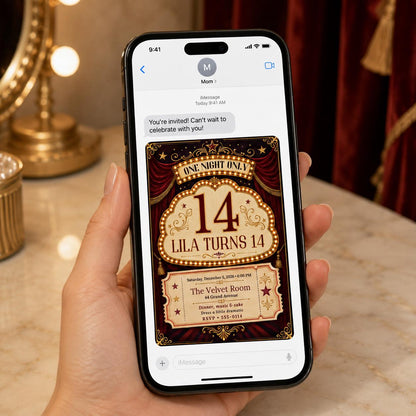 Red and Gold Vintage Circus 14th Birthday Invitation — carnival design