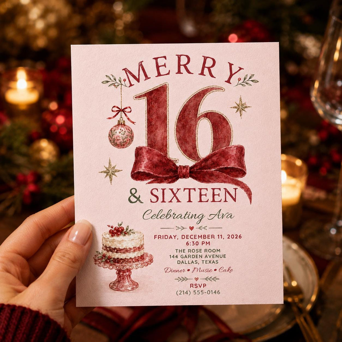 Red Sweet 16 Birthday Invitation — invitation you personalize in Canva
