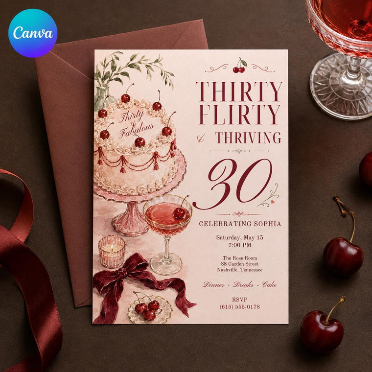 Red Coquette 30th Birthday Invitation