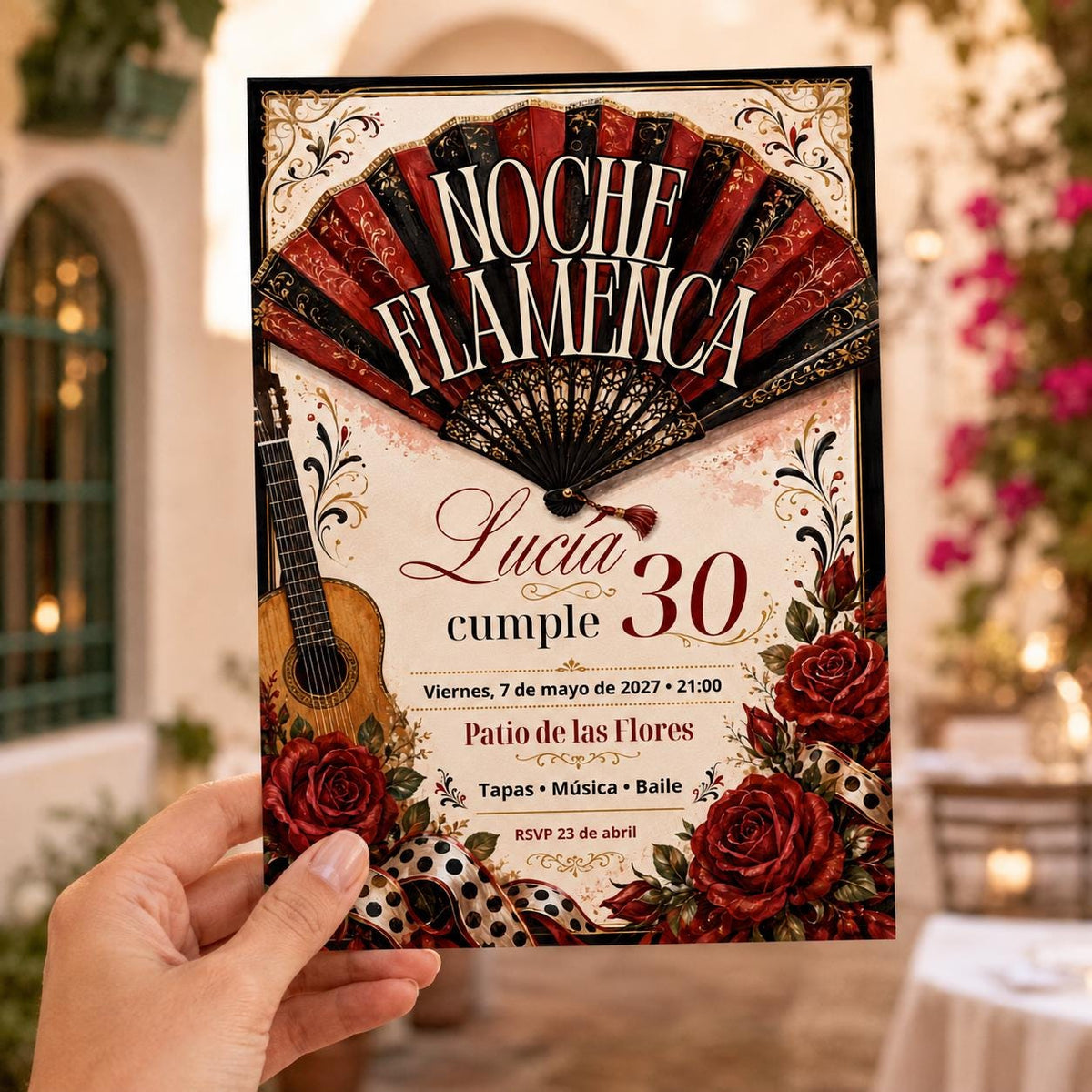 Red Spanish Flamenco 30th Birthday Invitation — invitation you personalize in Canva
