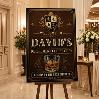 Retirement Welcome Sign for Him — welcome sign you personalize in Canva
