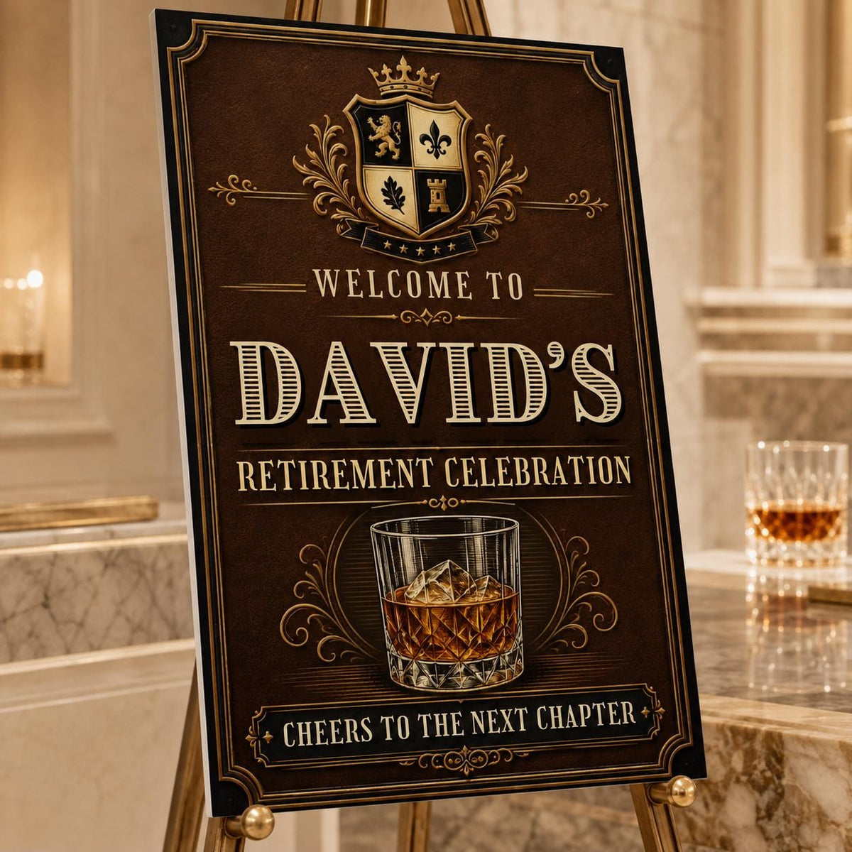 Retirement Welcome Sign for Him — print-ready retirement party design from VoltBy