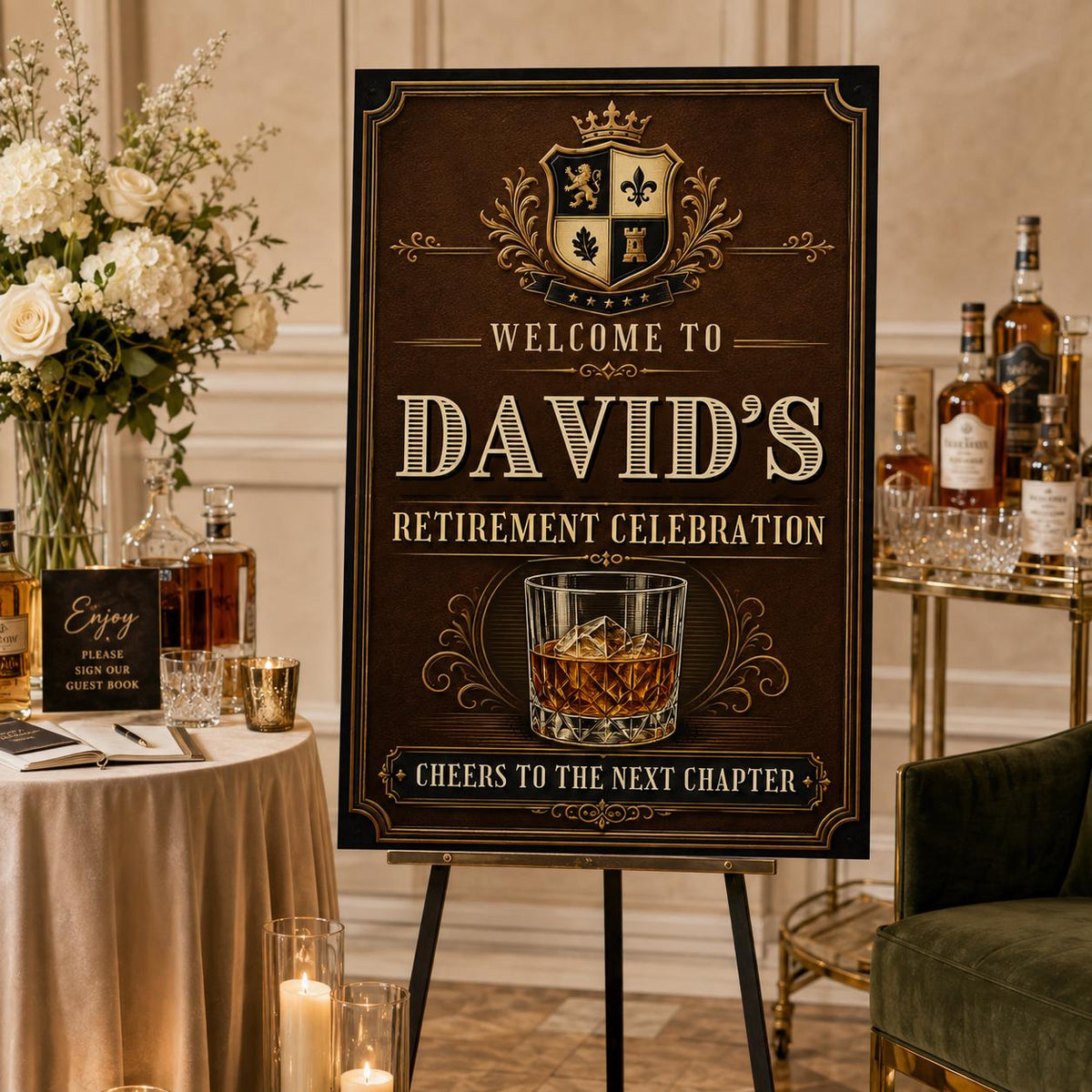 Retirement Welcome Sign for Him — digital welcome sign, instant download