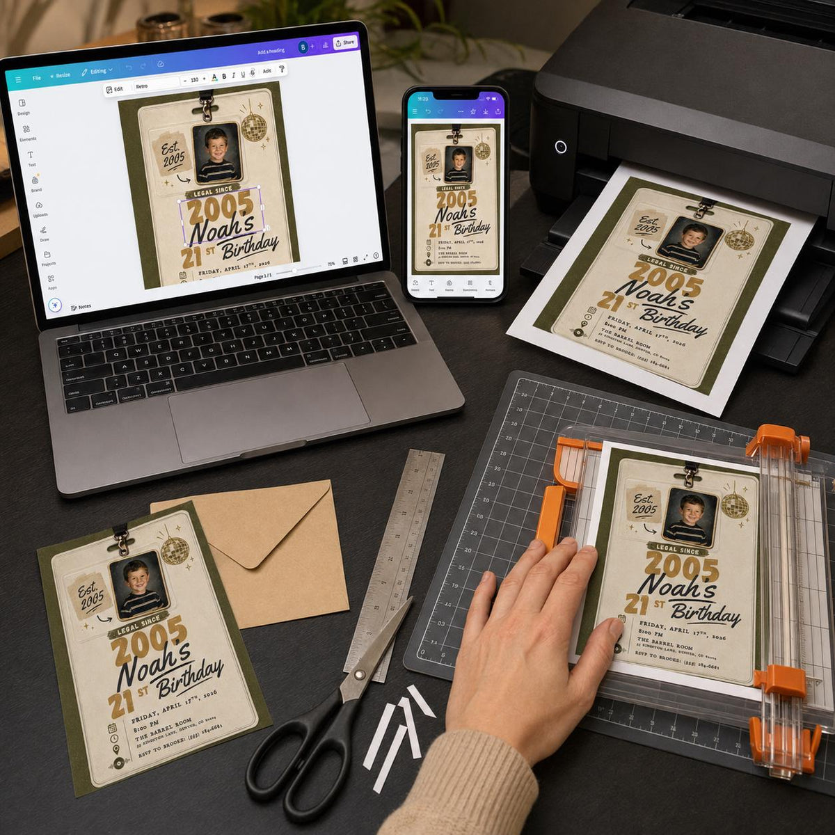 Retro 21st Birthday Photo Invitation — invitation you personalize in Canva