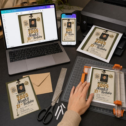 Retro 21st Birthday Photo Invitation — invitation you personalize in Canva