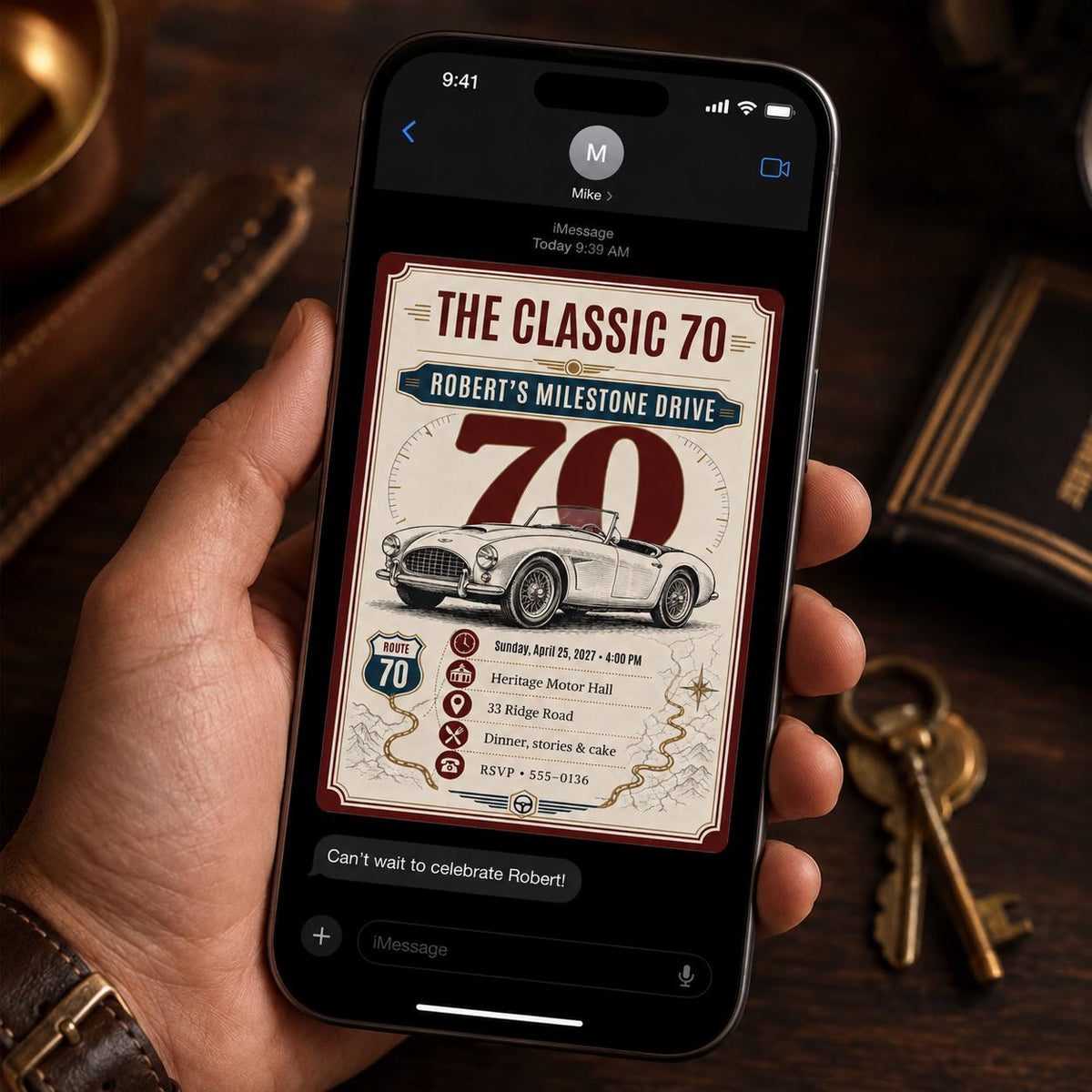 Retro 70th Birthday Invitation — invitation you personalize in Canva