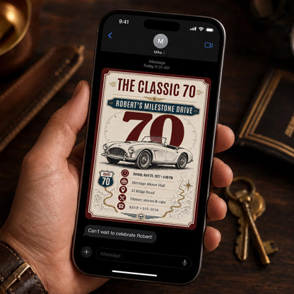 Retro 70th Birthday Invitation — invitation you personalize in Canva