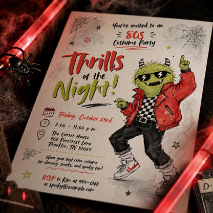 Retro 80s Costume Party Invitation — print-ready Halloween party design from VoltBy