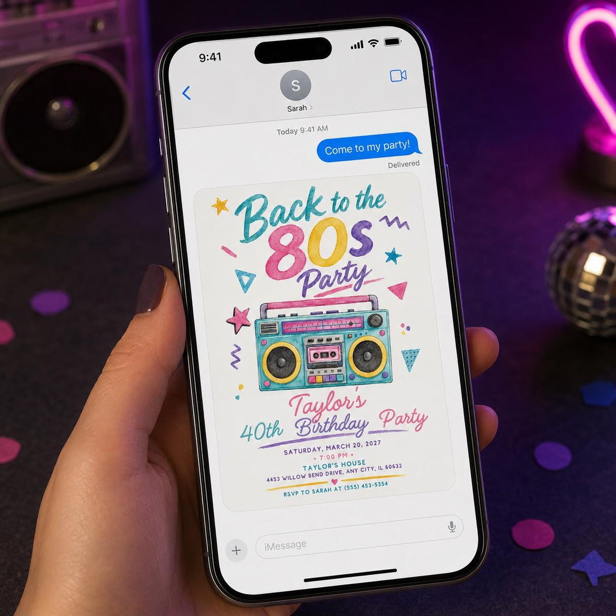 Retro 80s Party Invitation — invitation you personalize in Canva