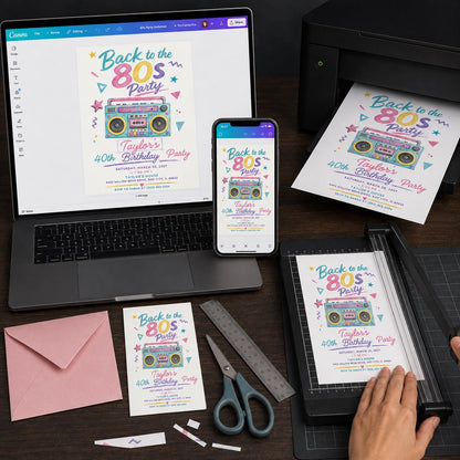 Retro 80s Party Invitation — digital invitation, instant download