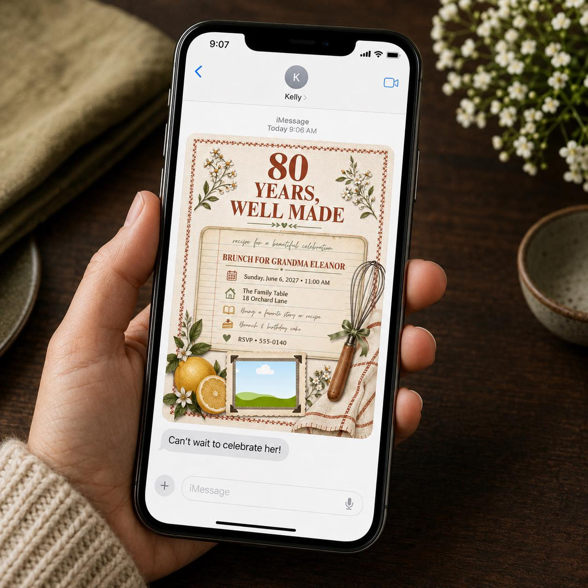 Retro 80th Birthday Brunch Invitation — invitation you personalize in Canva