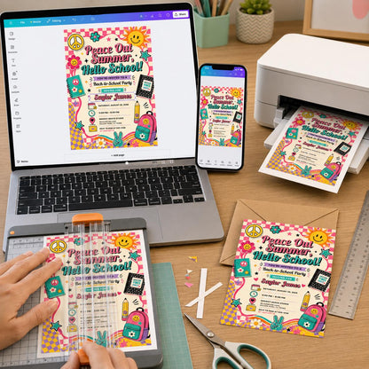 Retro Back to School Party Invitation — invitation you personalize in Canva