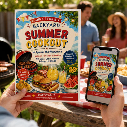 Retro Backyard BBQ Invitation — picnic design