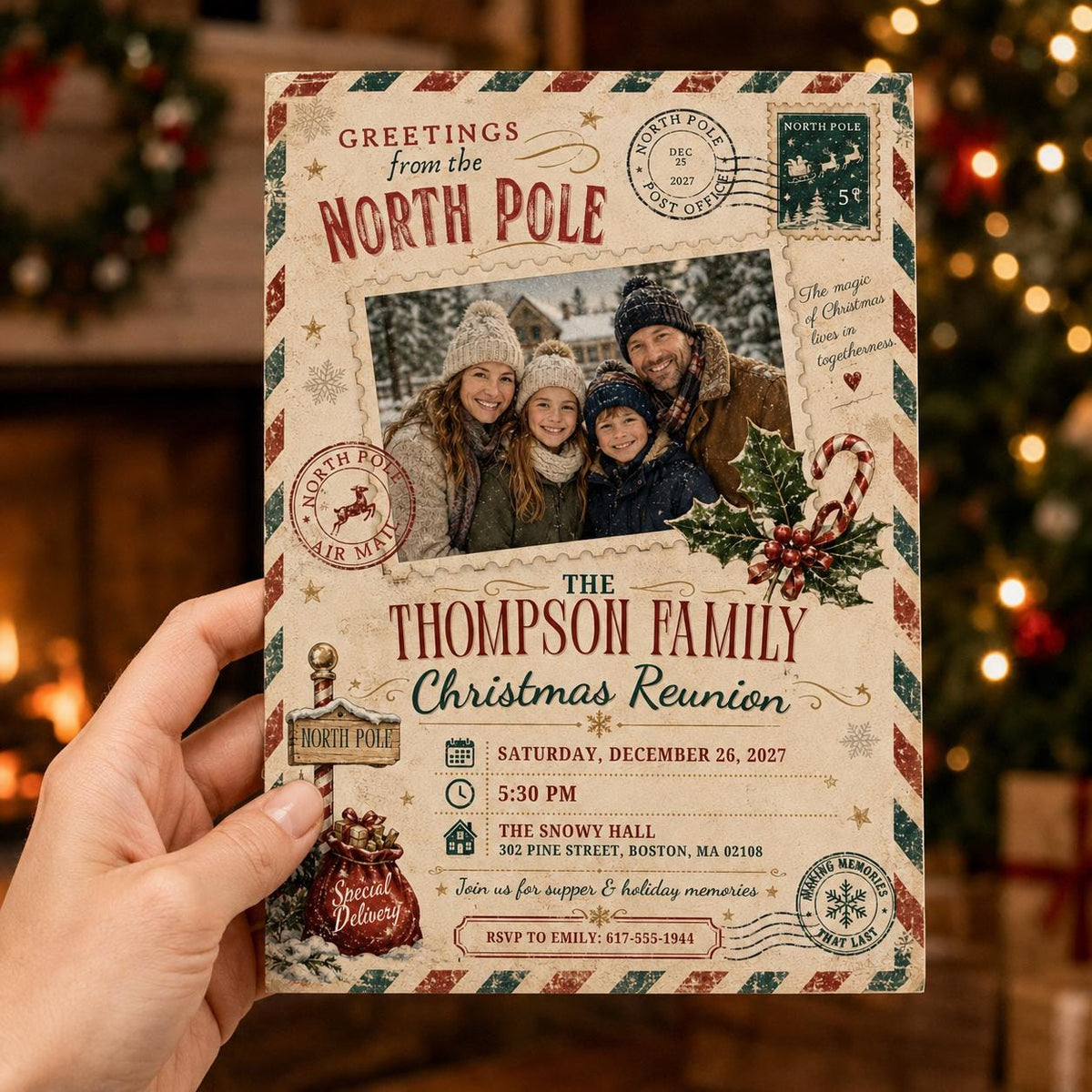Retro Christmas Party Invitation — print-ready Christmas celebration design from VoltBy