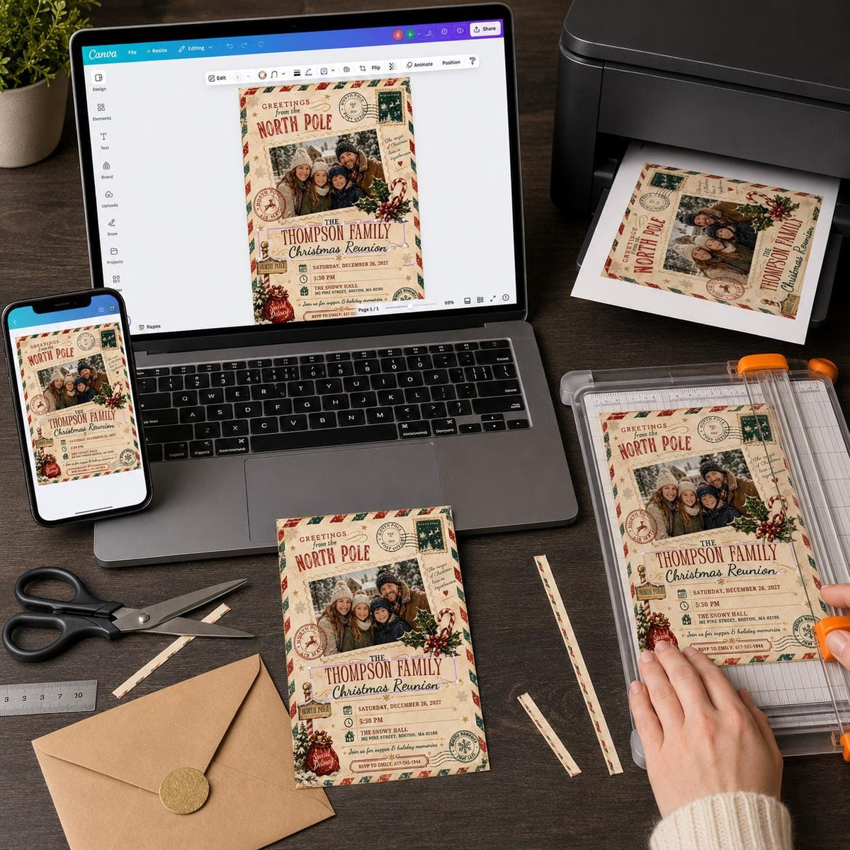 Retro Christmas Party Invitation — digital invitation, instant download