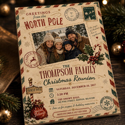 Retro Christmas Party Invitation — Christmas celebration stationery by VoltBy