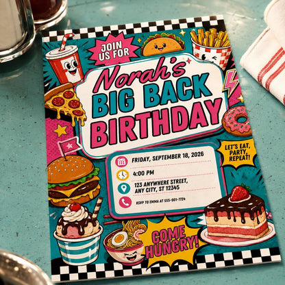 Retro Fast Food Birthday Invitation — birthday party stationery by VoltBy