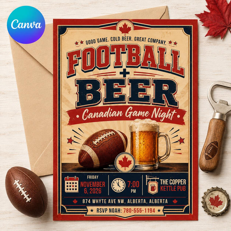 Retro Football and Beer Invitation