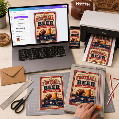 Retro Football and Beer Invitation — digital invitation, instant download