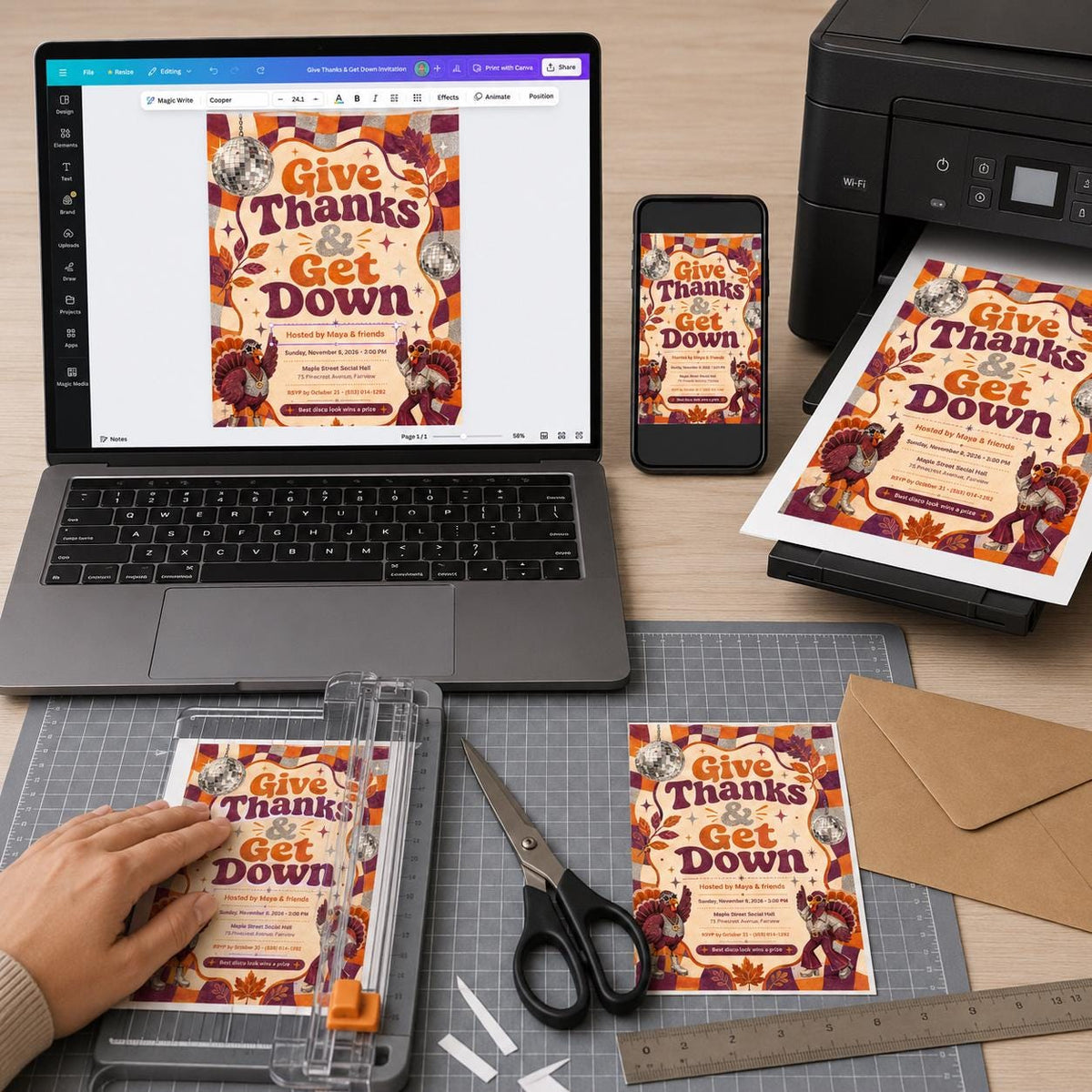 Retro Friendsgiving Disco Party Invitation — invitation you personalize in Canva