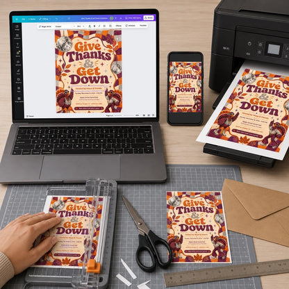 Retro Friendsgiving Disco Party Invitation — invitation you personalize in Canva