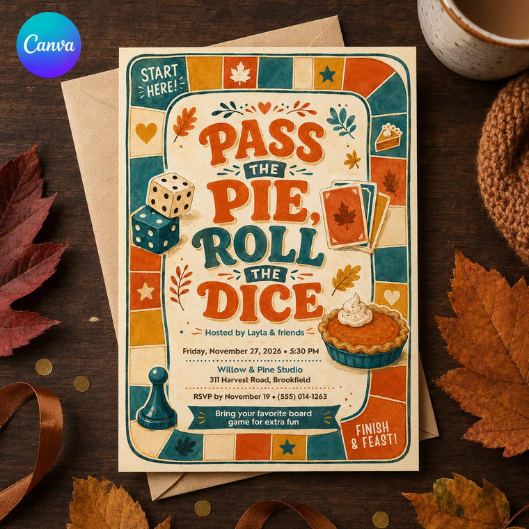 Retro Friendsgiving Game Night Invitation