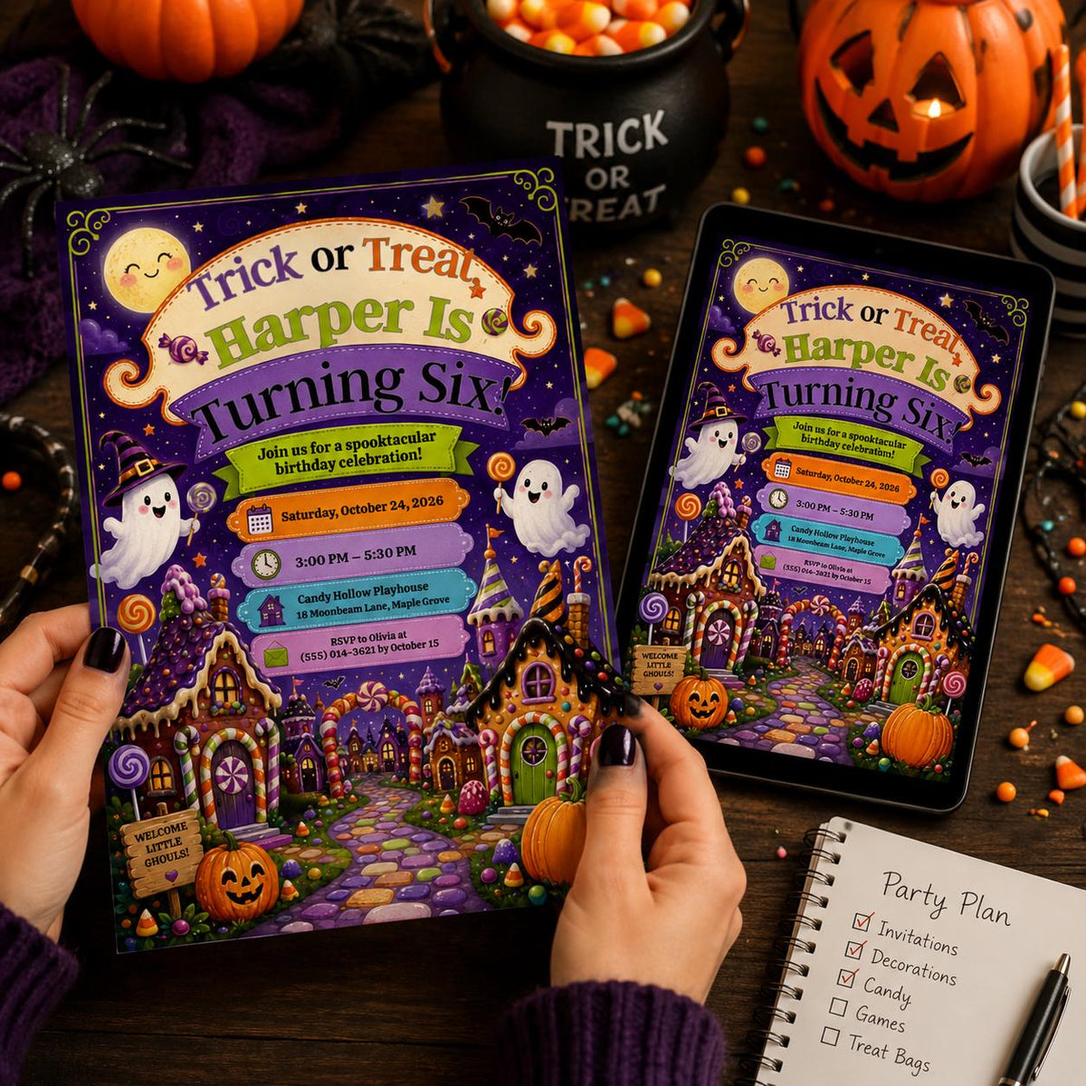 Retro Halloween Pool Party Invitation — Halloween party stationery by VoltBy