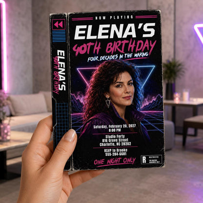 Retro Neon 40th Birthday Invitation — 1980s 40th birthday party design