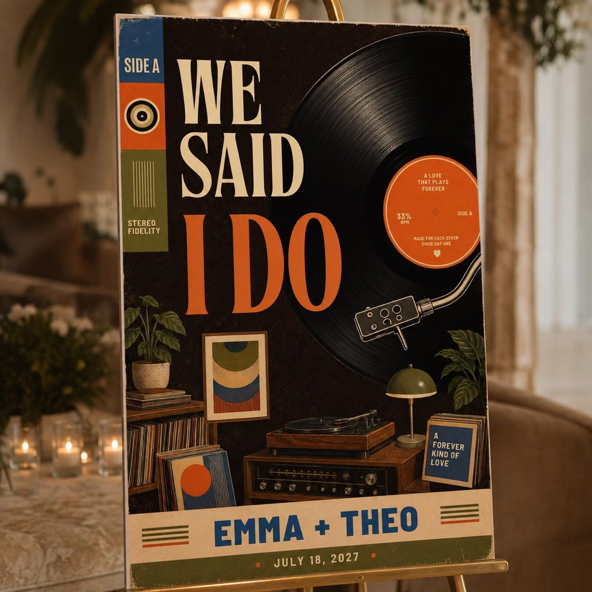 Retro Wedding Welcome Sign — welcome sign you personalize in Canva