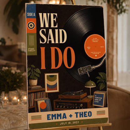 Retro Wedding Welcome Sign — welcome sign you personalize in Canva