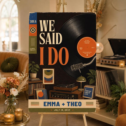 Retro Wedding Welcome Sign — 1970s wedding design