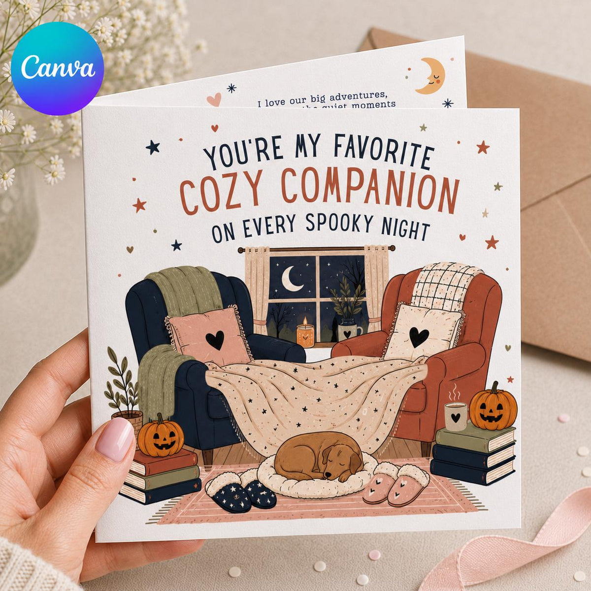 Romantic Halloween Greeting Card for Partner — editable Canva template