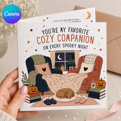 Romantic Halloween Greeting Card for Partner — editable Canva template
