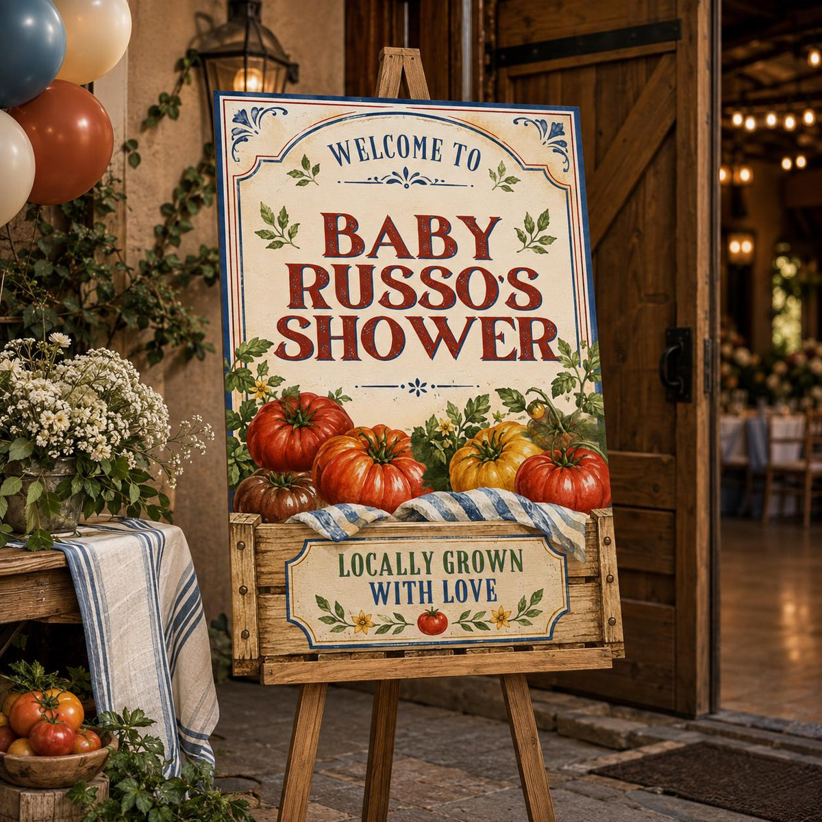 Rustic Baby Shower Welcome Sign — welcome sign you personalize in Canva