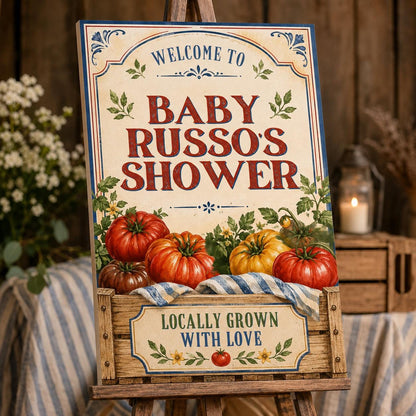 Rustic Baby Shower Welcome Sign — print-ready baby shower design from VoltBy